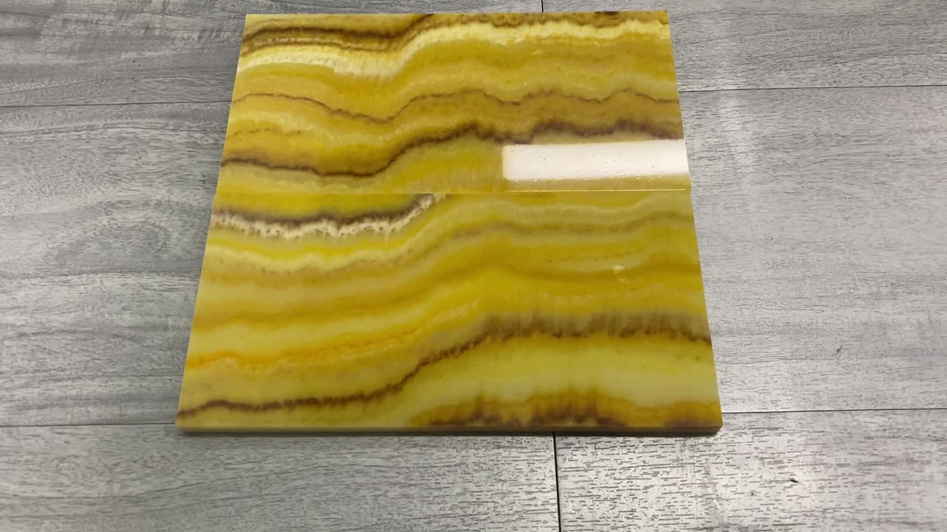 Inventory Promotion Translucent Polished Yellow Artificial Stone