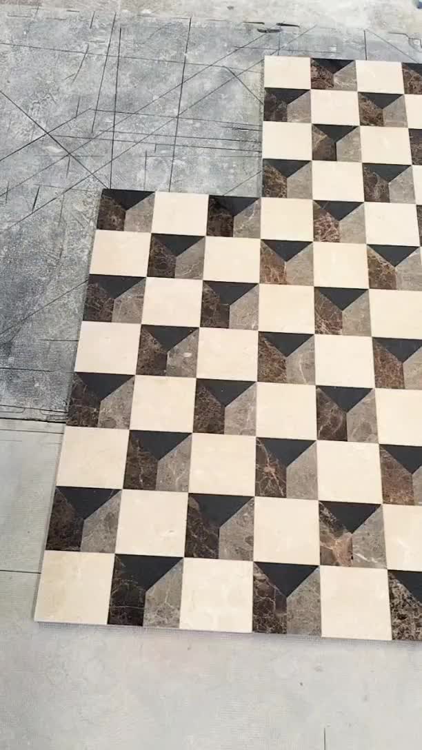 3D Marble Mosaic Waterjet Floor Carpet Medallions For Lobby