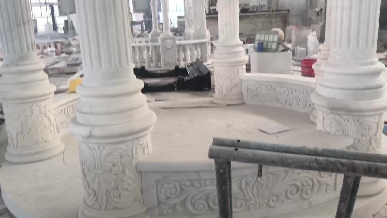 White Marble Roman Column Garden Gazebo