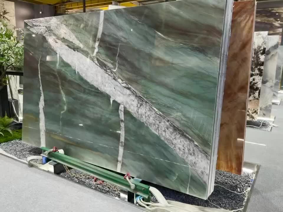 Patek Philippe Green Crystal Quartzite Slabs For Wall Decor