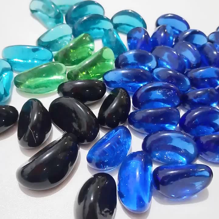 20*25Mm Firepit Cobalt Blue Cashew Glass Pebble