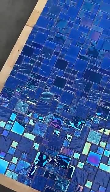 4Mm Mix Blue Glass Dots Mosaic Tile For Swimming Pool