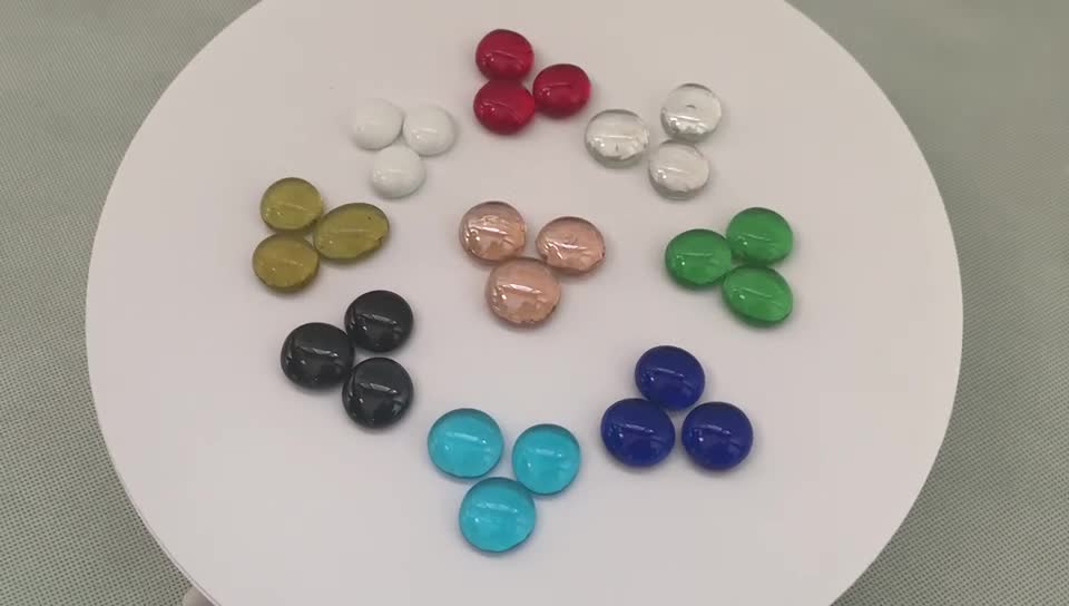 Decorative Round Glass Pebbles Flat Blue Glass Pebble