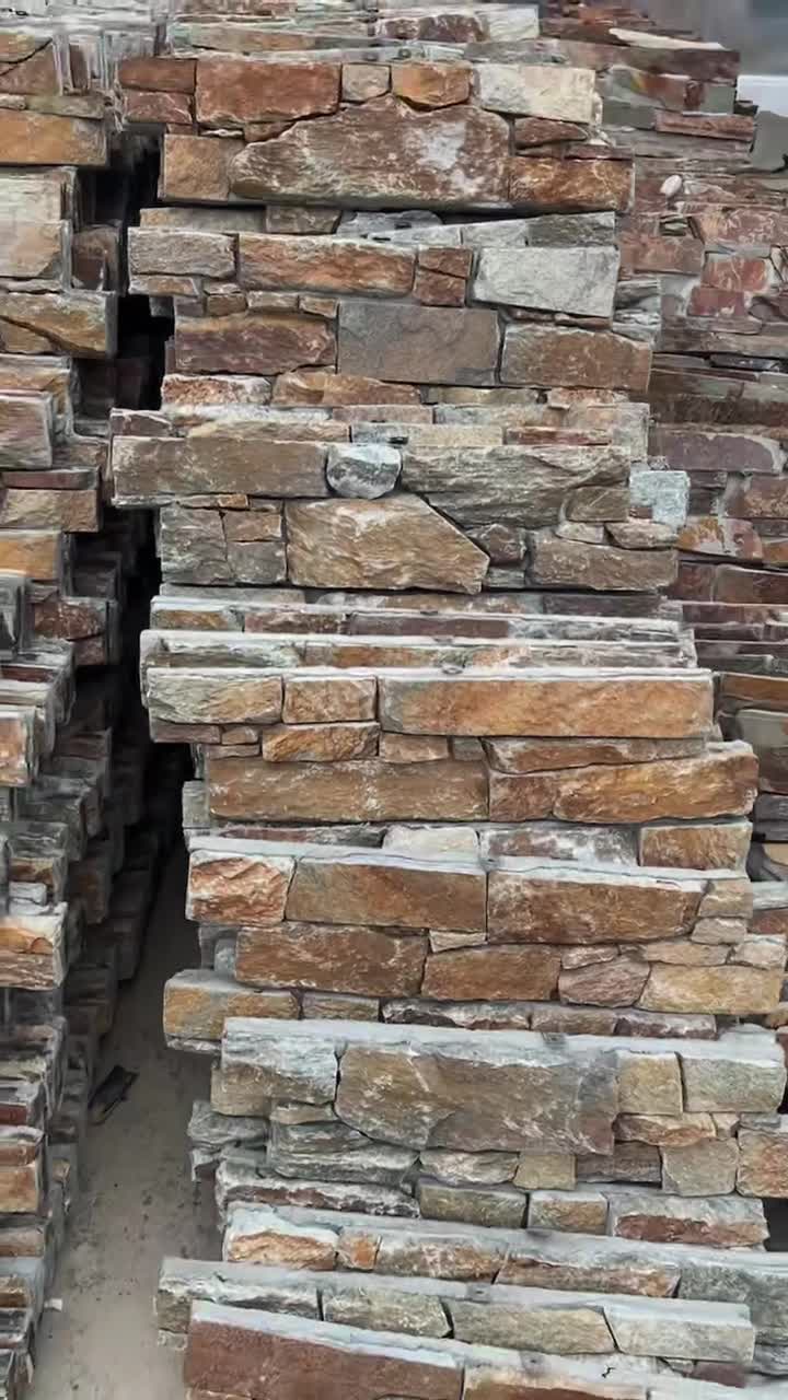 Exterior Natural Beige Stacked  Ledge Stone Wall Cladding