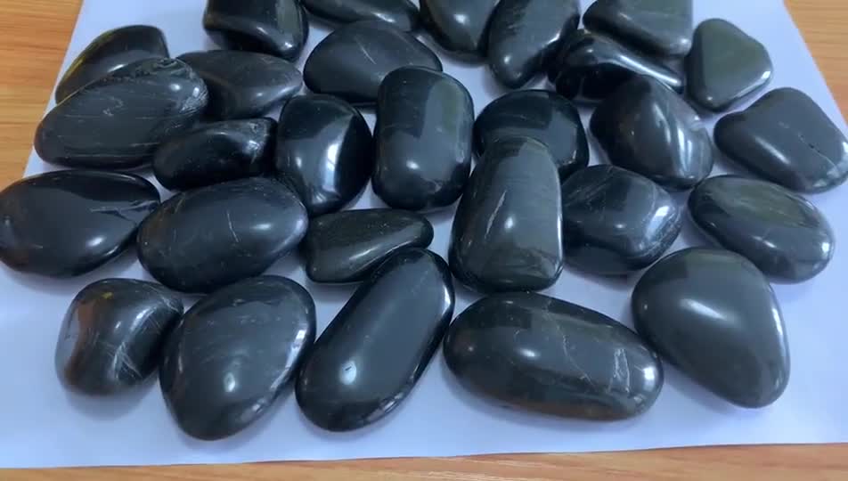 River Stone Polish Landscaping Black Pebbles Stone