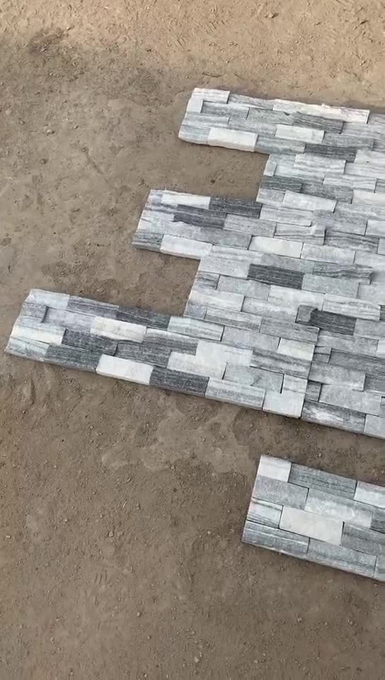Z Shape Split Natural Surface Cloudy Gray Slate Ledgestone