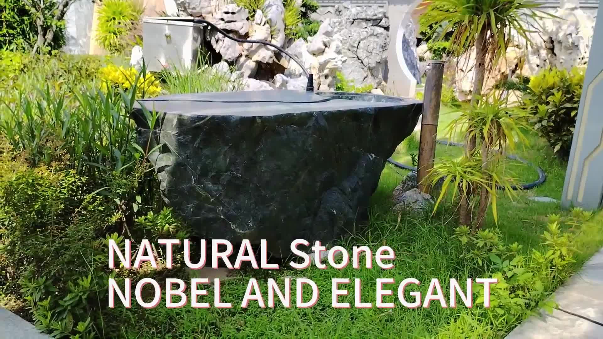 Dark Green Marble Garden Countertop Table With Sink