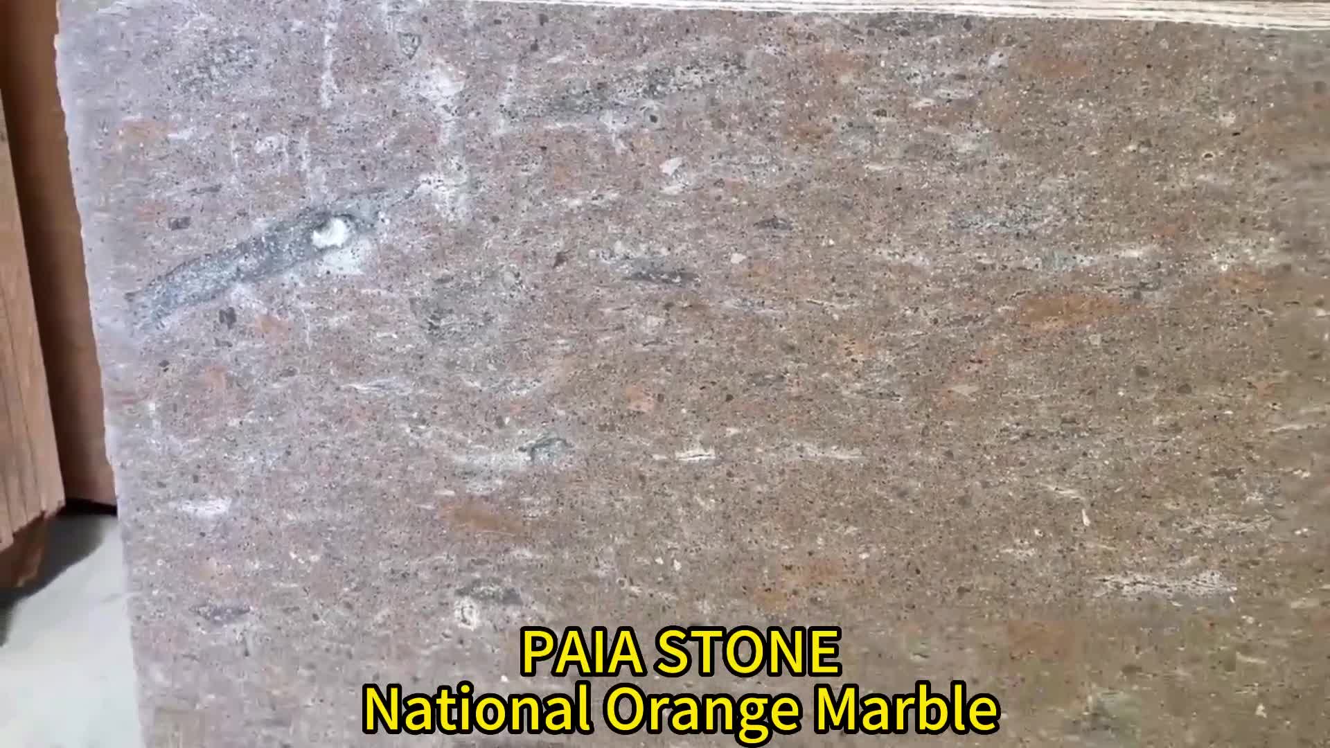 Matte National Orange Limestone For Tile Honed Floor