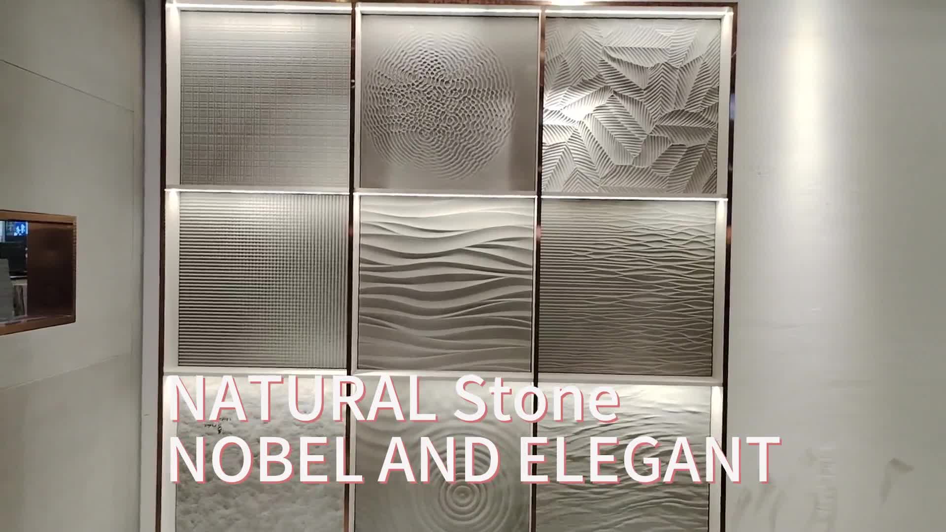 Natural Tesla Grey Marble CNC Carving Square Tiles For Wall