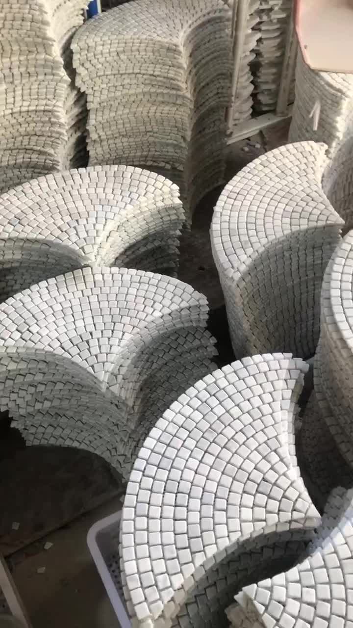 A Grade Carrara White Marble Fan Shape Mosaic Tiles
