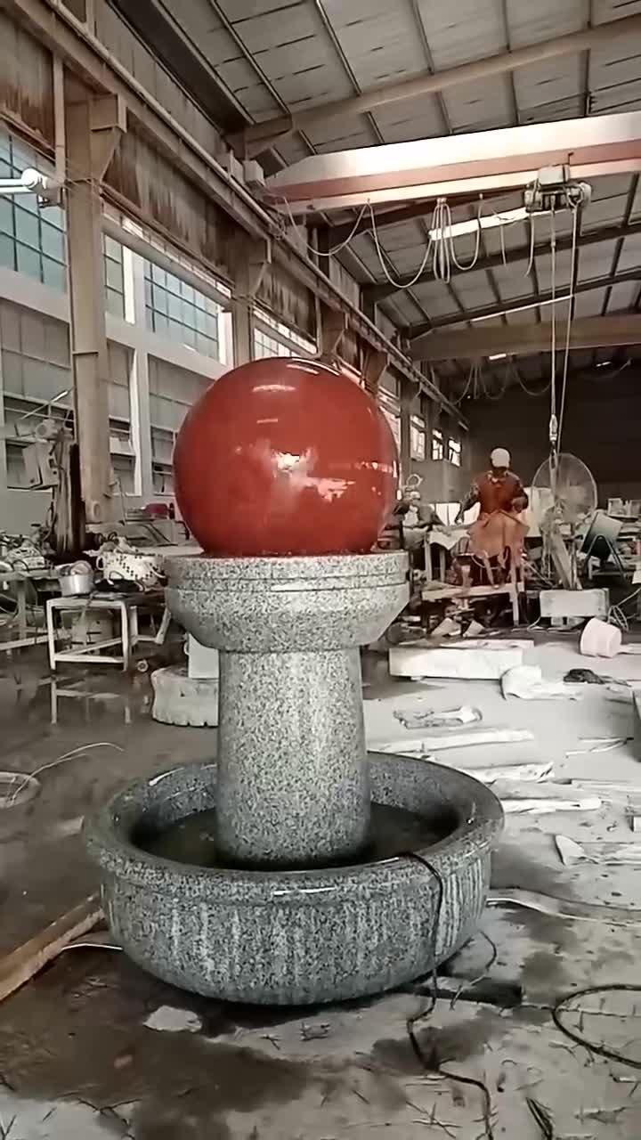 Outdoor Stone Fountain Granite Rolling Sphere Water Features