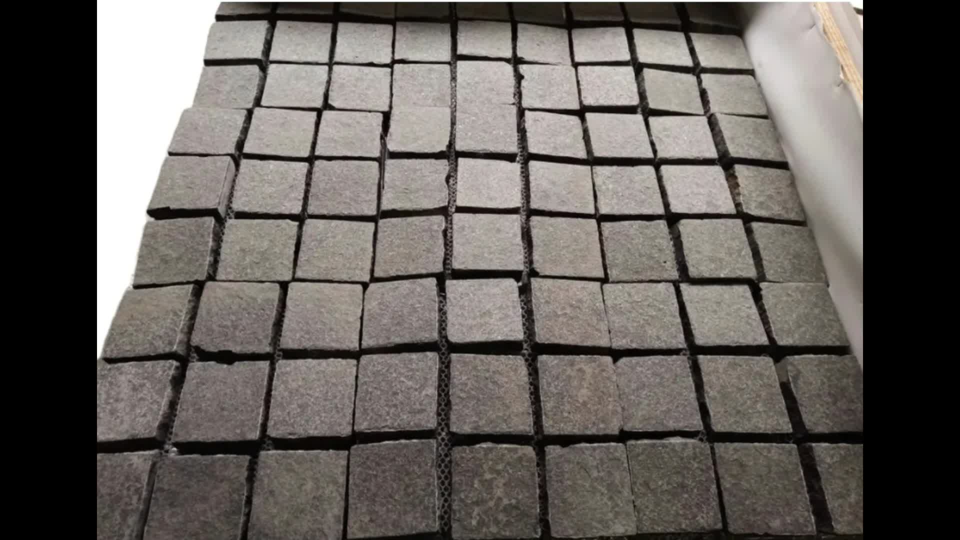 Cobble Stone On Mesh, Black Cobble, Cobble Stone Pavers