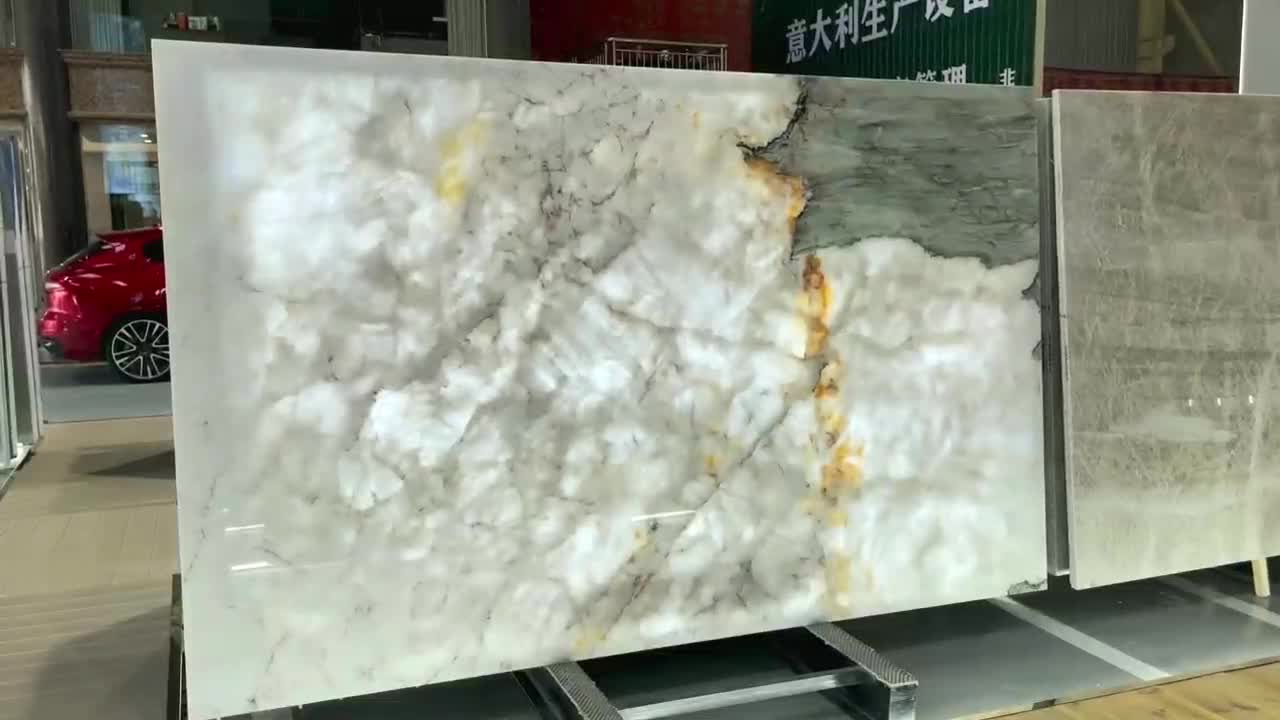 Ice Jade White Cristallo Quartzite Slab,Translucent White