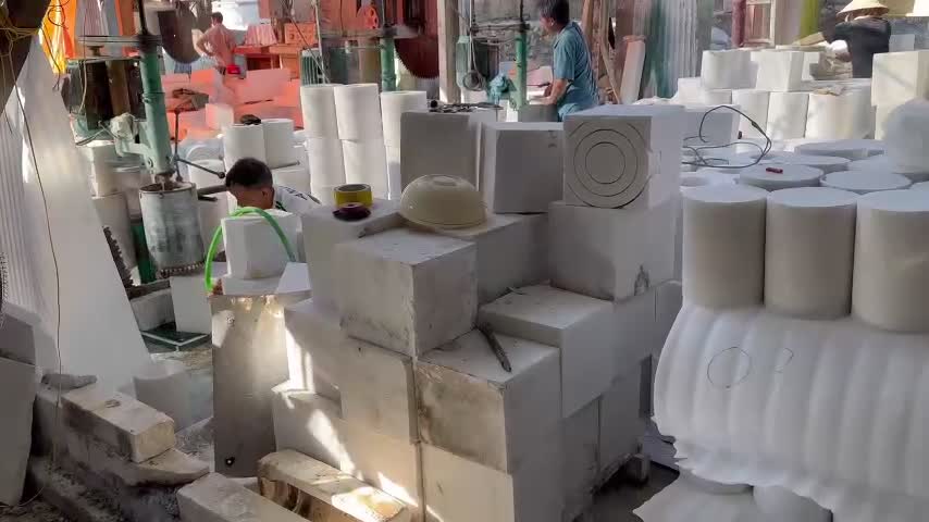 Vietnam Cyan Hill Crystal White Marble Blocks