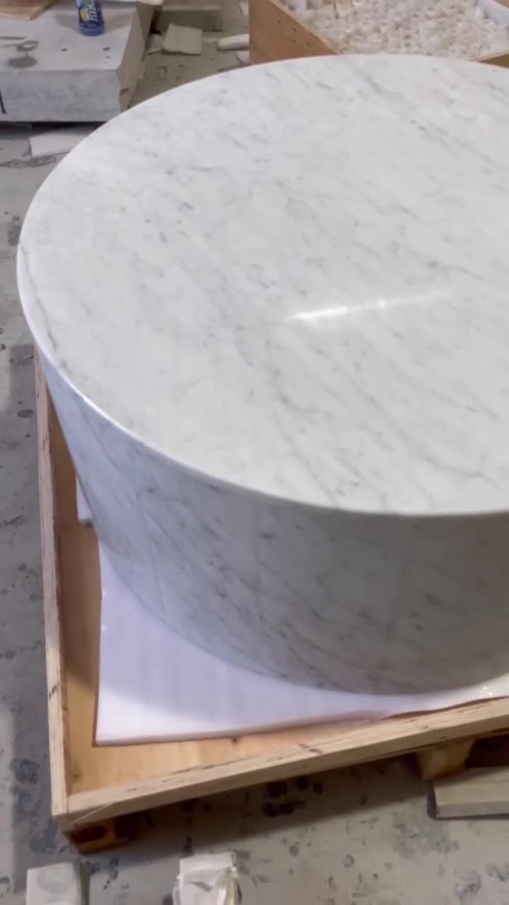 Carrara Marble  Low Rounded Plinth  Coffee Table