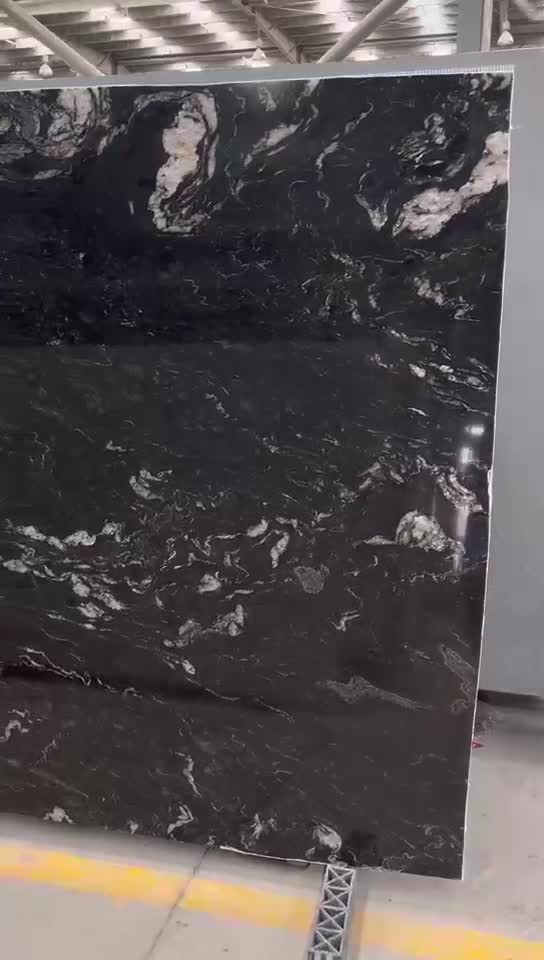 Polished Cosmic Black Granite Slabs For Kitchen Floor
