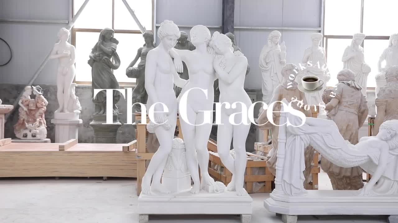 Three Graces Sculpture In White Marble