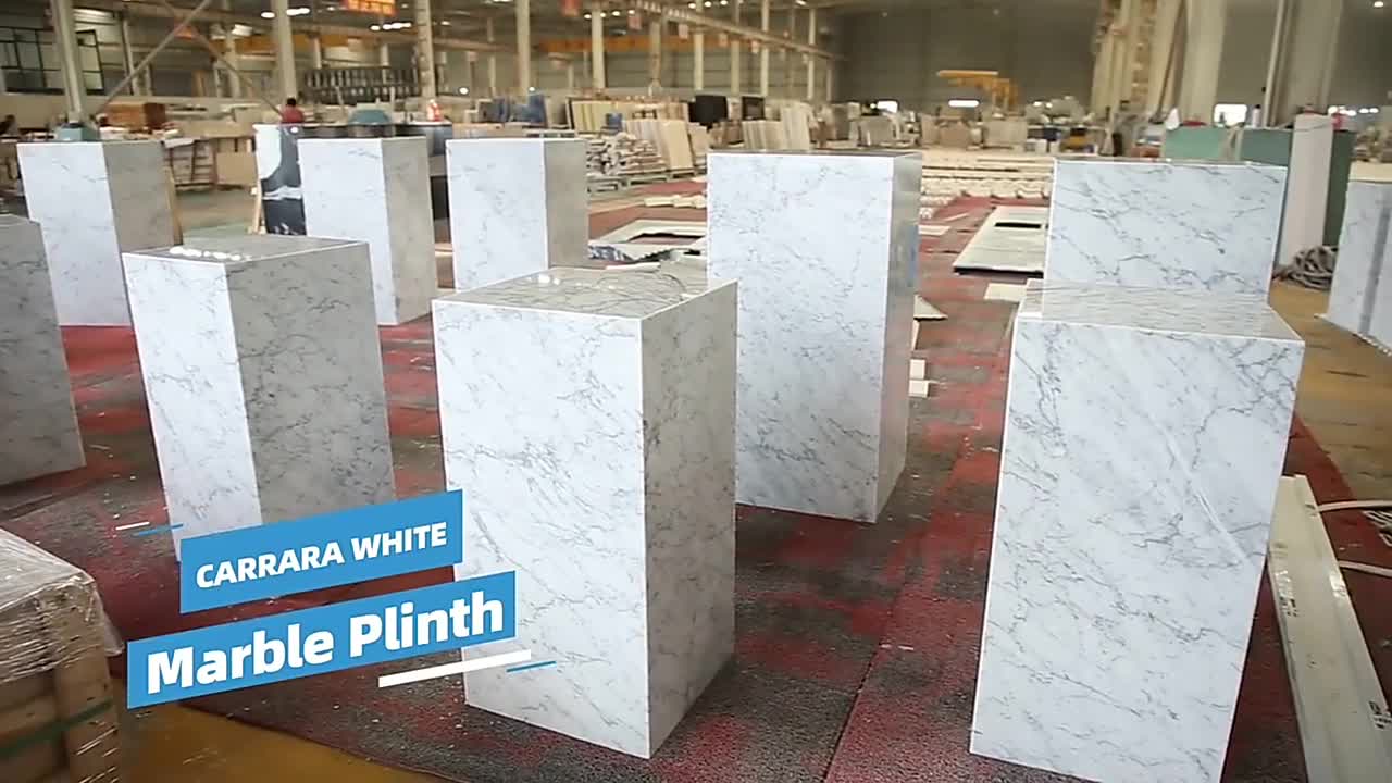 Optimustone Marble Furniture Carrara White Stone Plinth