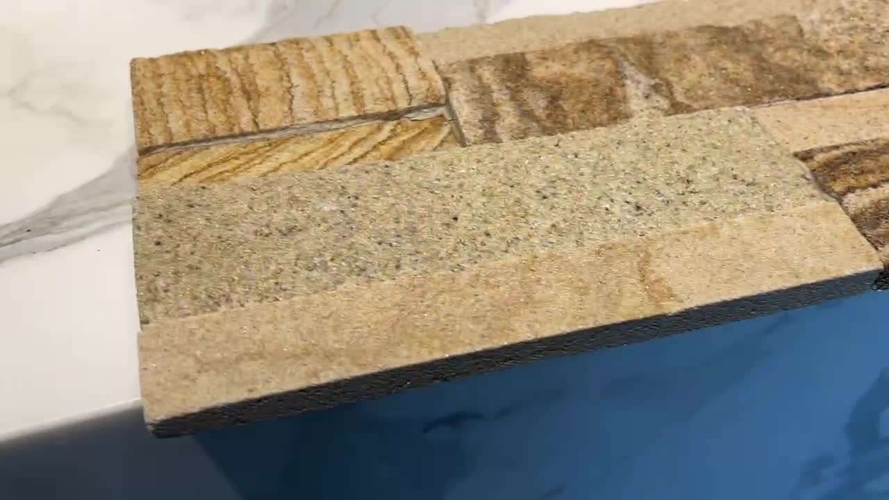 Chinese Wooden Yellow Slate Culture Stone Wall Cladding