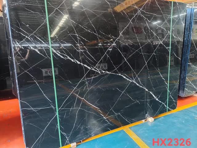 China Black Nero Marquina White Vein Marble Slabs Tiles