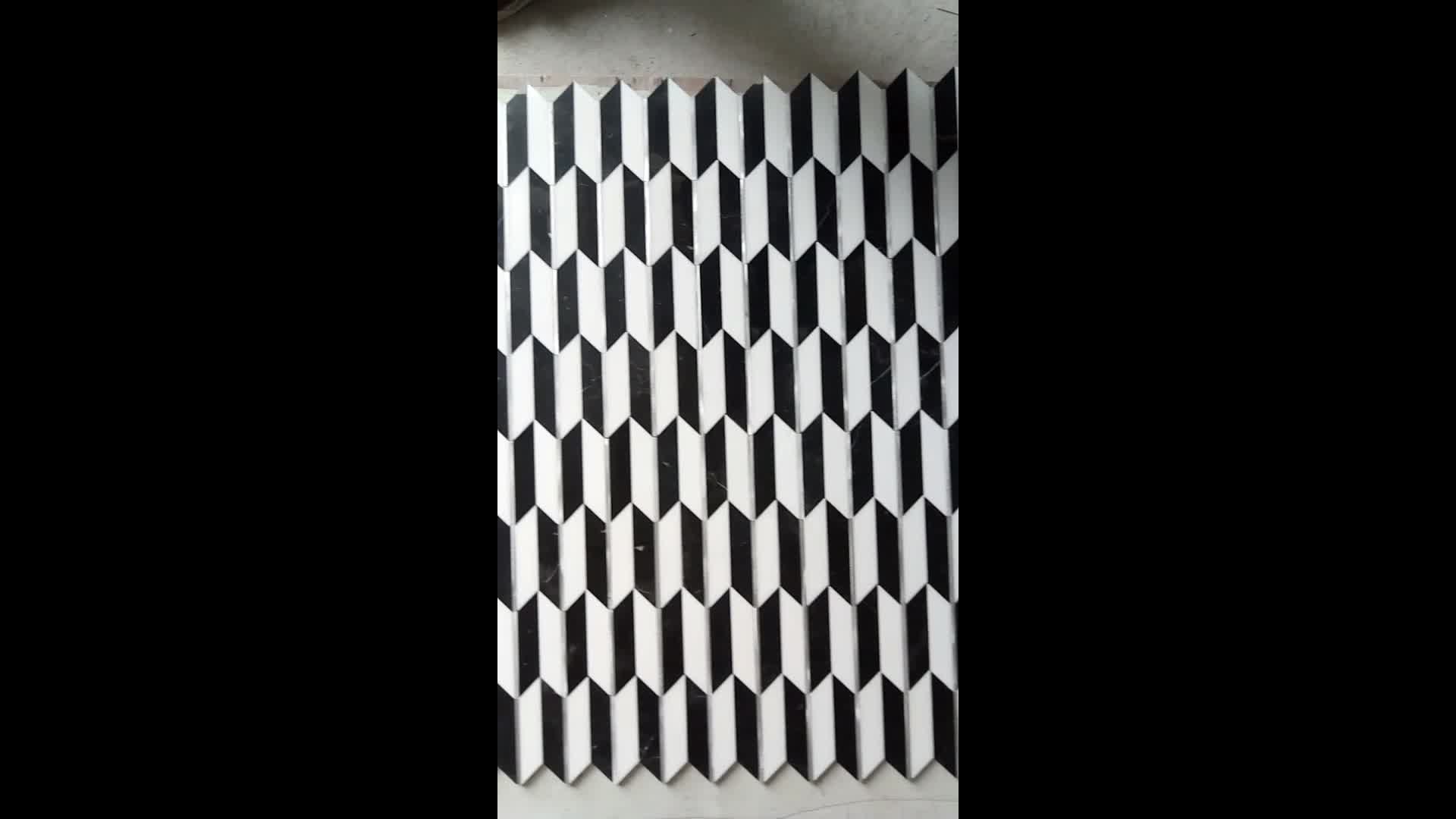 Nero Marquina Black Marble And Metal Arrow Mosaics