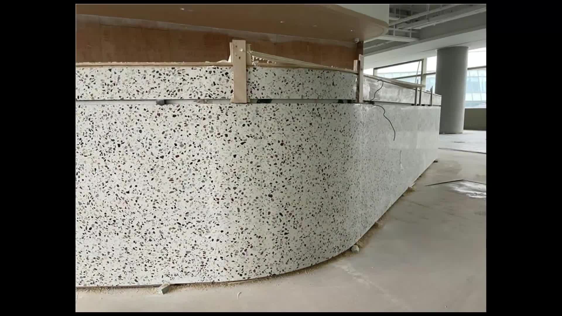 Curving Terrazzo Reception Desk, Optimustone Customized Design