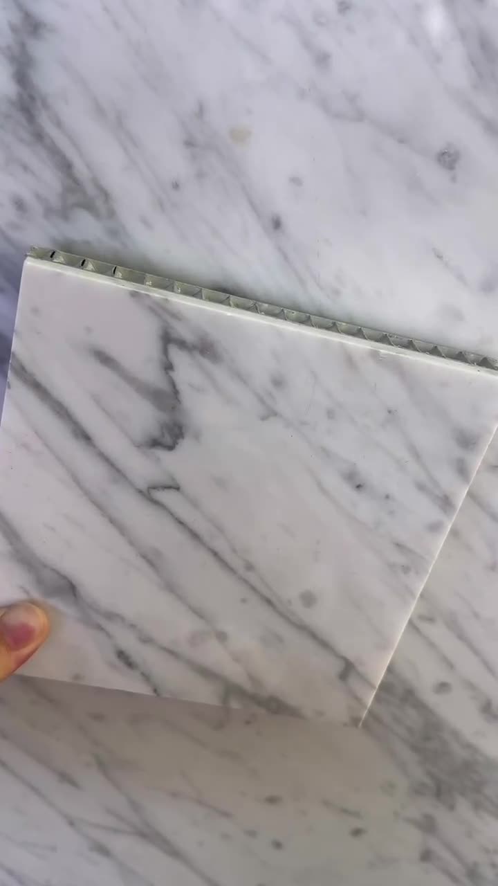 Carrara White Marble Tile Laminated With Honeycomb Backing