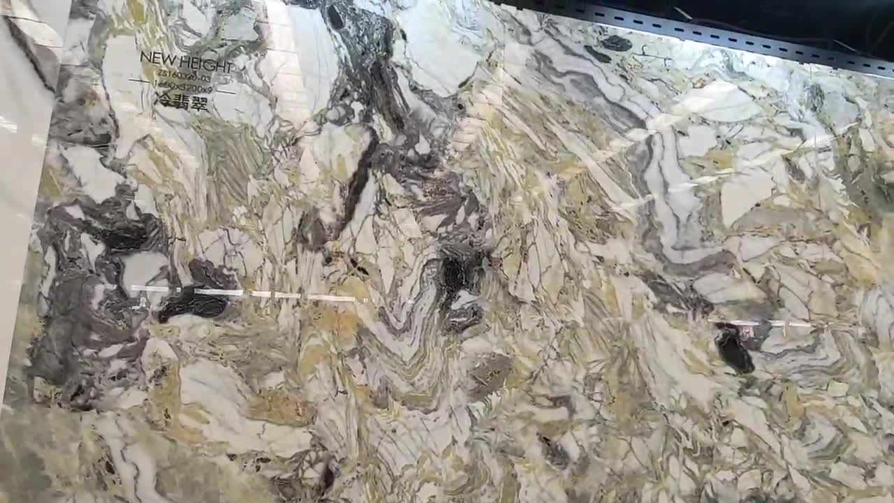 Ice Green Marble Vein  Sintered Stone Slabs For Wall Use