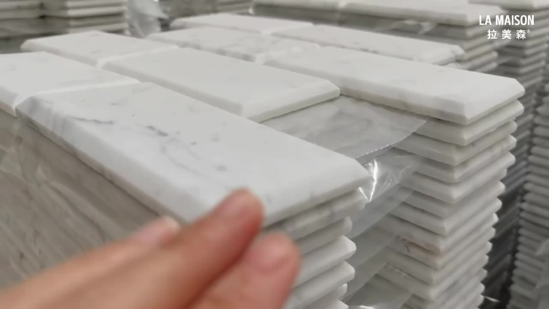 White Marble Interior Honed Beveled Edge Subway Tiles