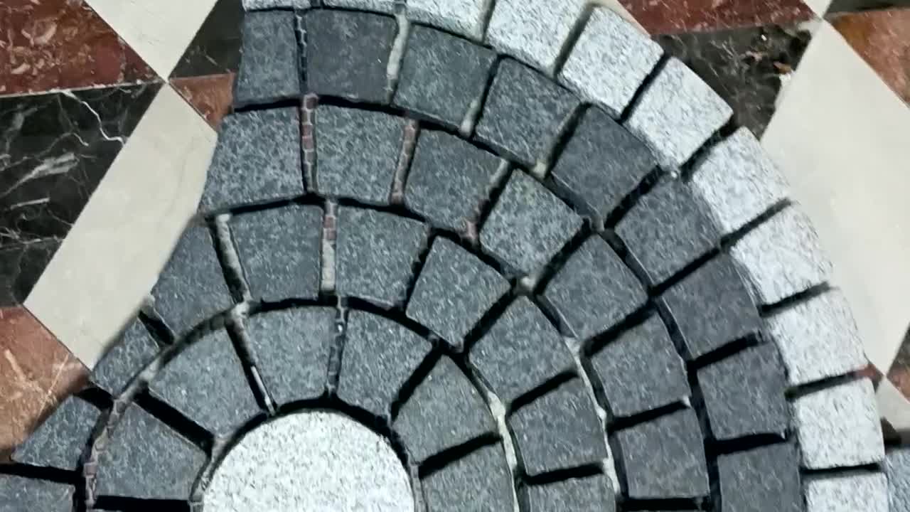 Fan Shaped Granite Mesh Cobblestone Pavers For Floor Tile