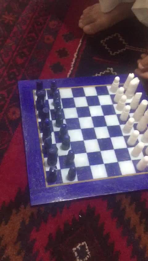White Onyx - Black Marble Chess Board