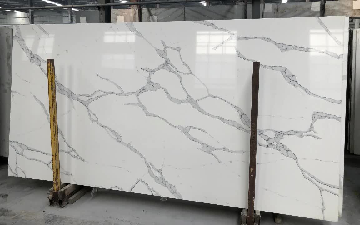 White Calacatta Marble Man-Made Quartz Slabs