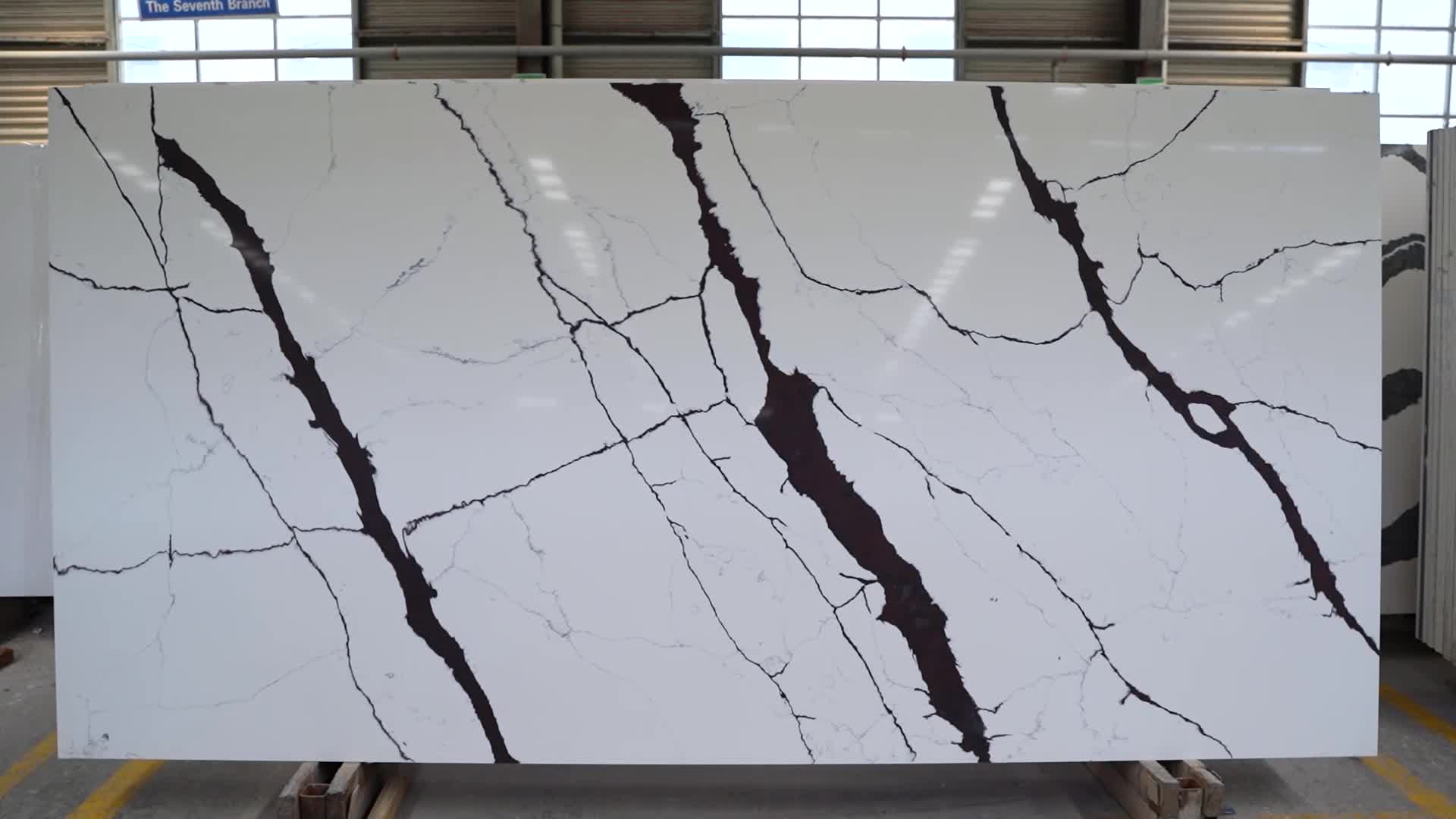 Artificial Black Calacatta Printed Stone Quartz Slabs