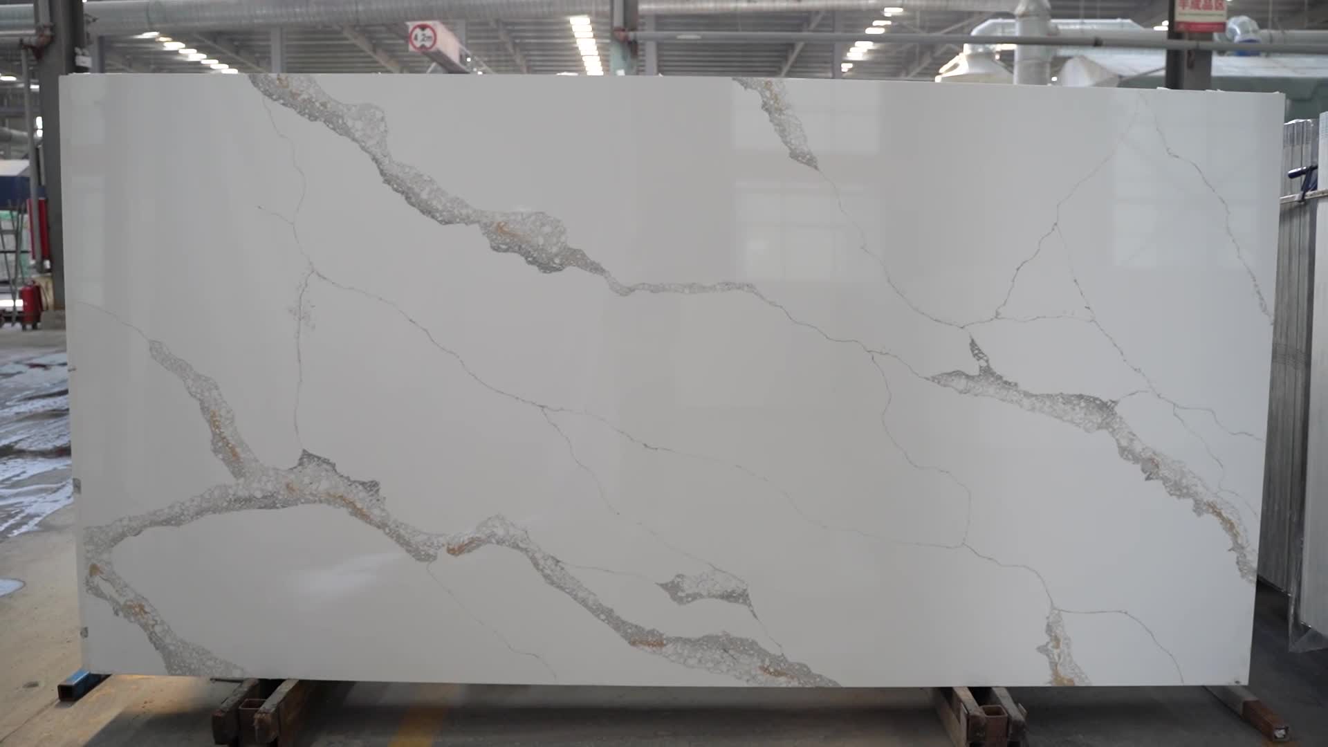 Factory Wholesale Customized Calacatta White Quartz Slabs