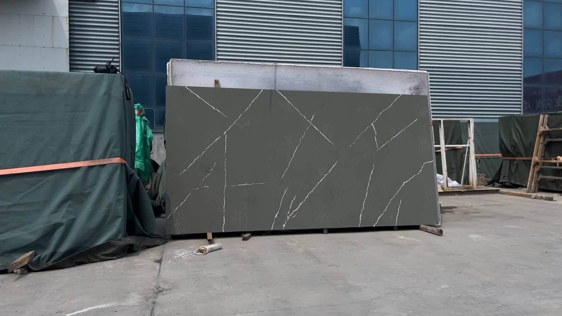 Grey Calacatta Quartz Stone Prefabricated Quartz Slabs