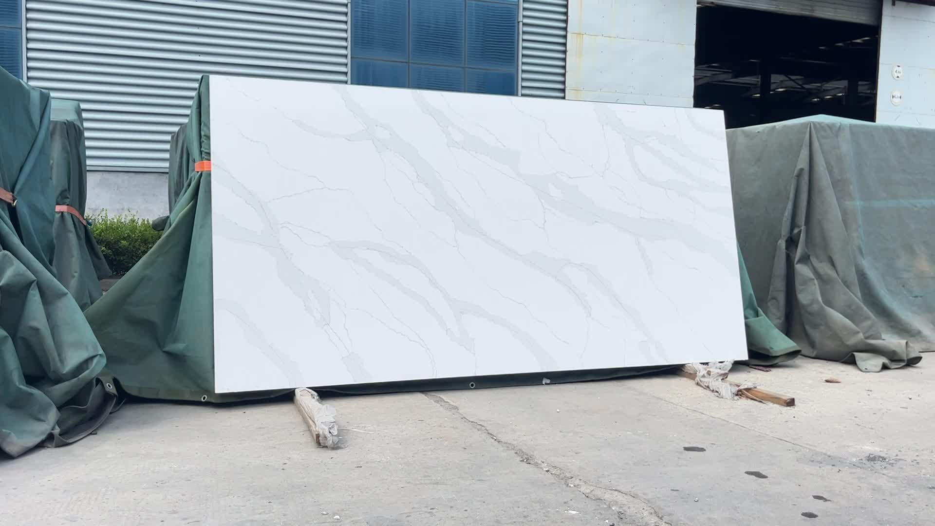 Manufacturer Calacatta White Quartz Stone Slab Quartz Slabs