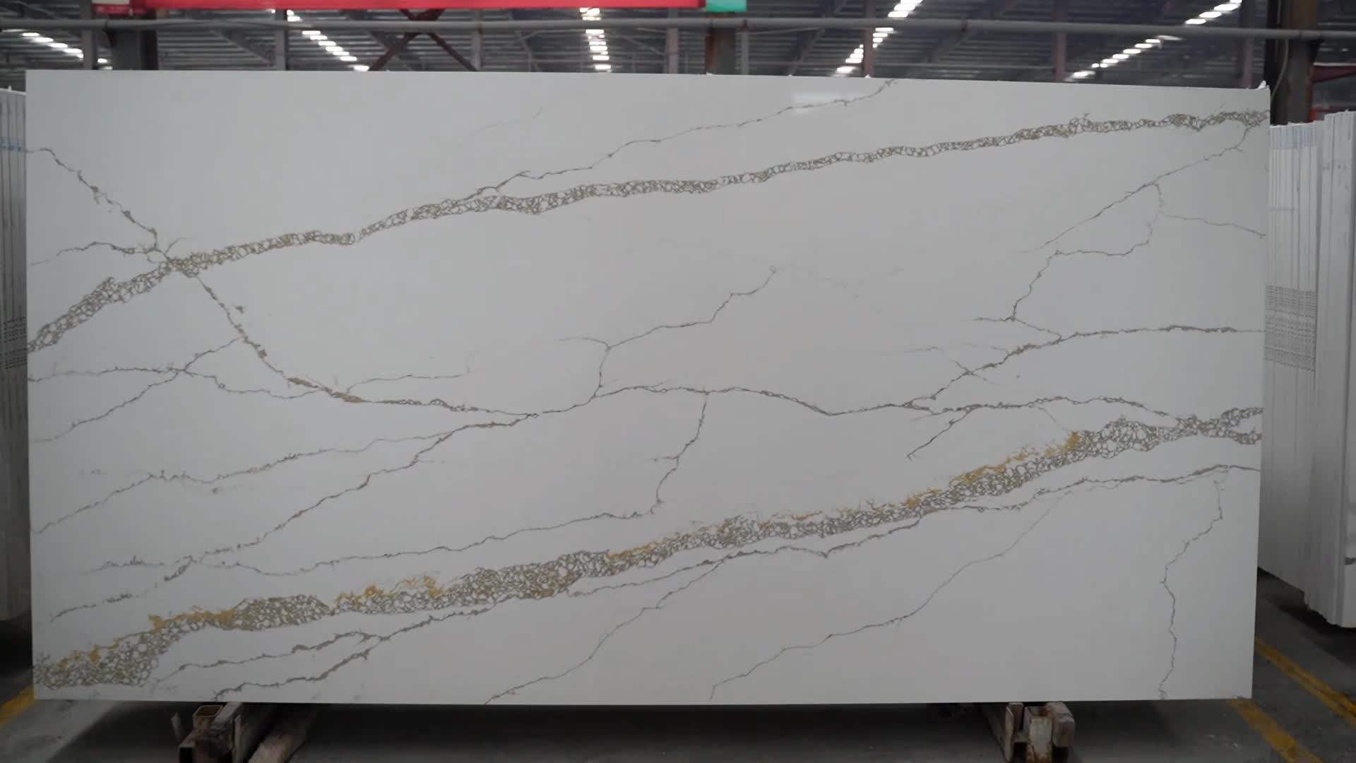 Manufactures In China White Artificial Calacatta Quartz Slabs