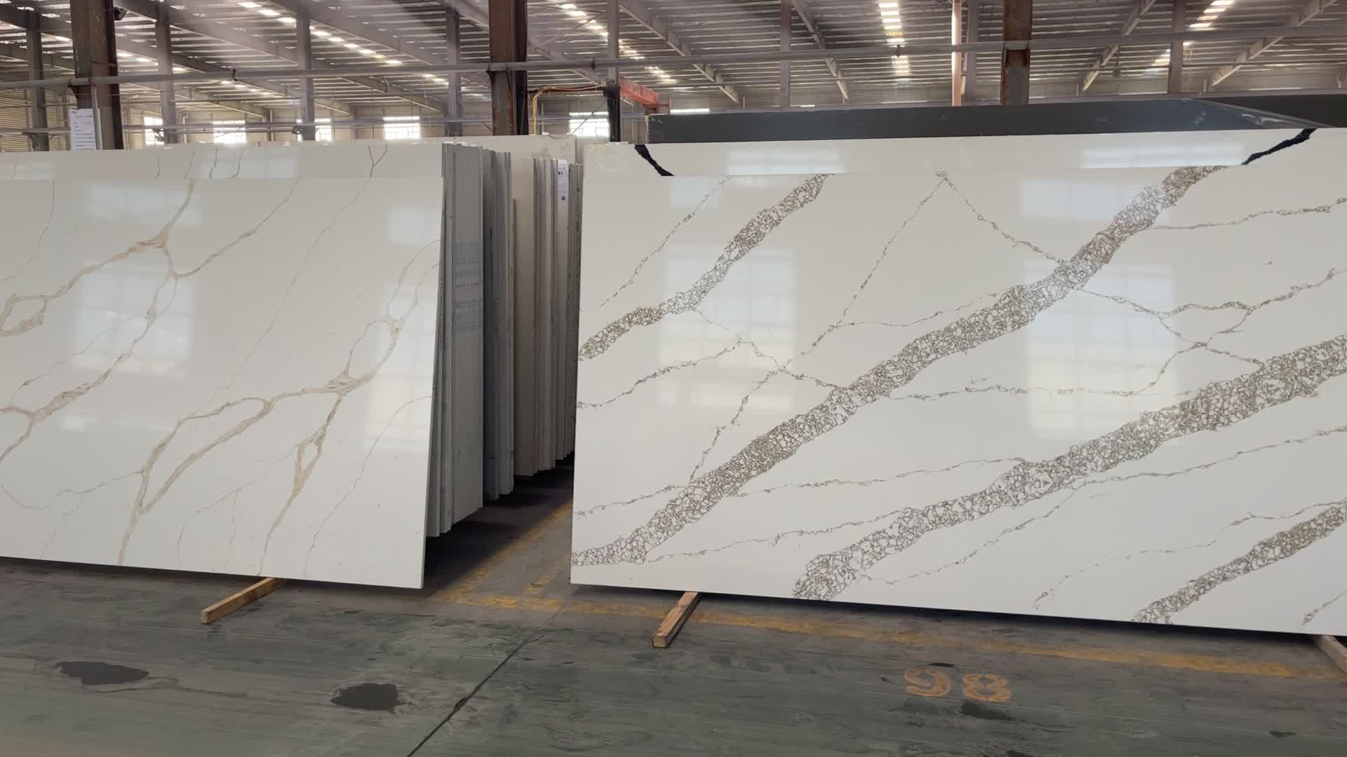Marble Looks Quartz Stone Slab Gold Calacatta Quartz Slabs