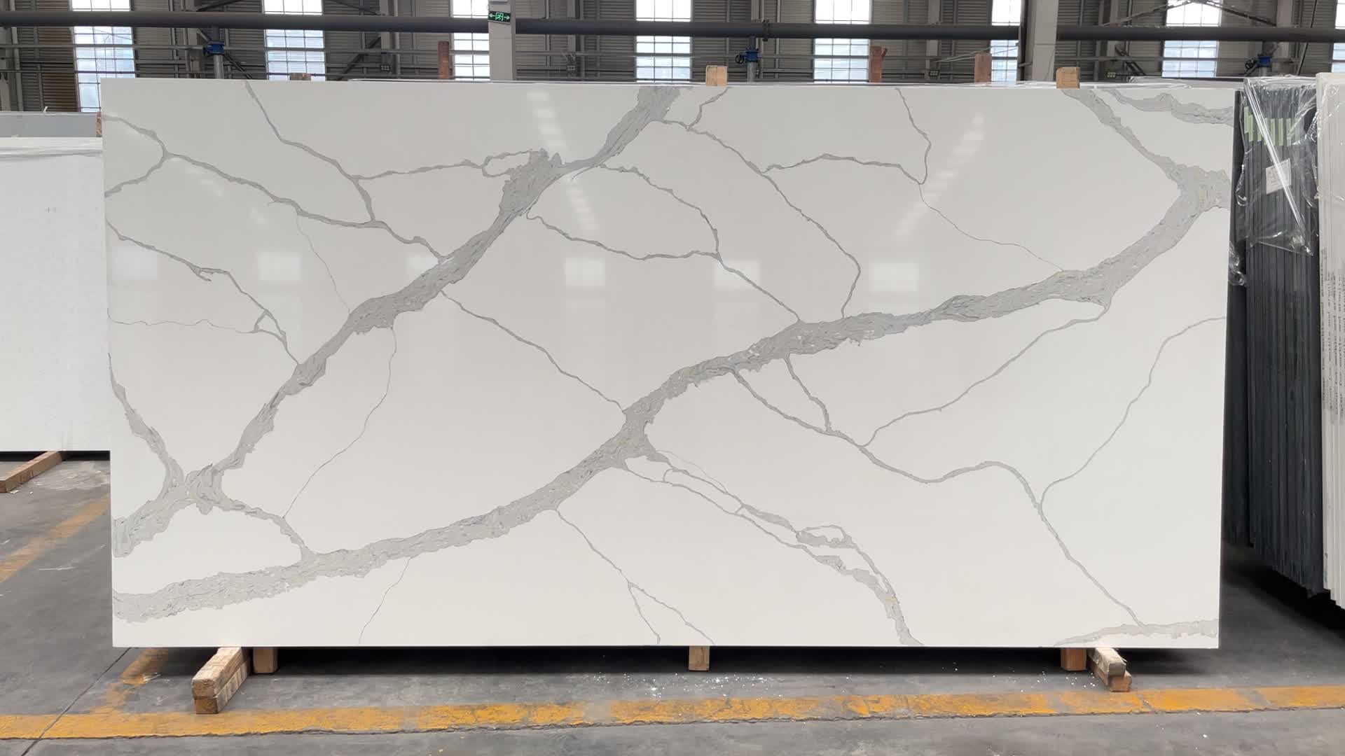 Modern White Calacatta Engineered Quartz Slabs