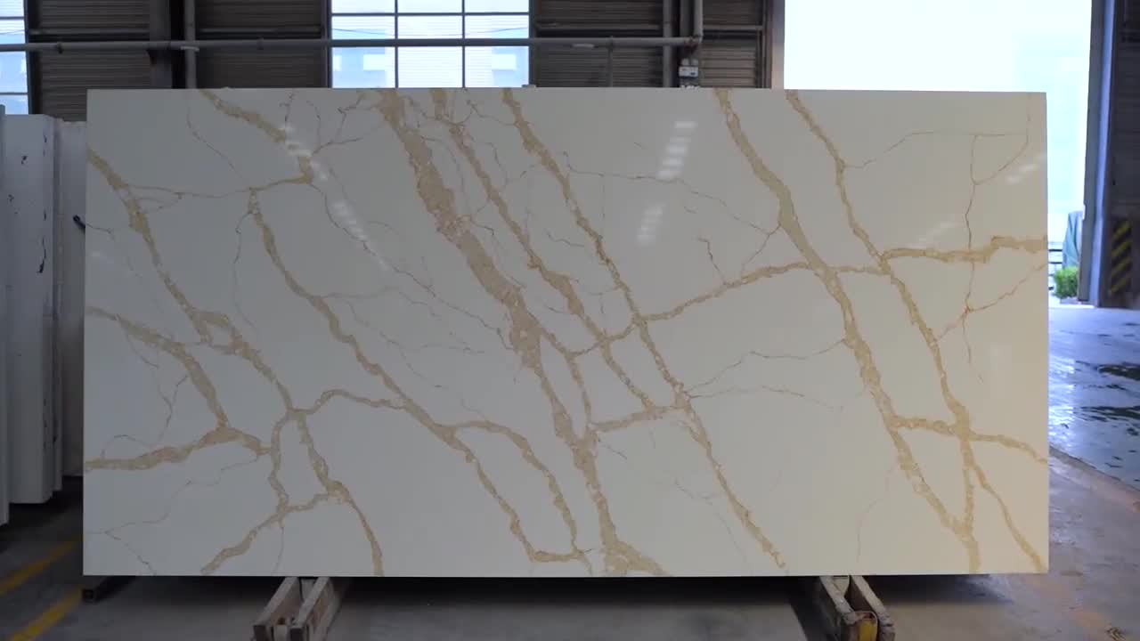 New Design Artificial Marble Look Calacatta Quartz Slabs