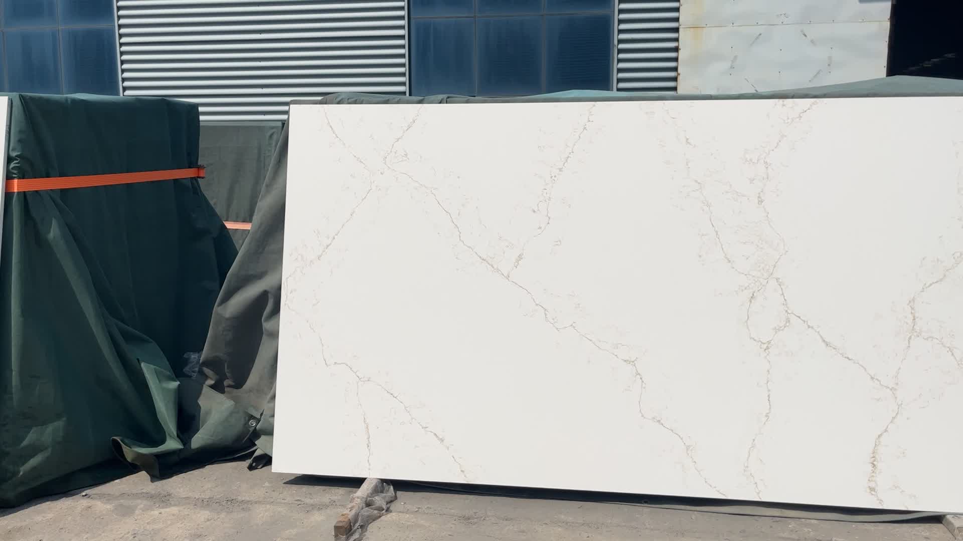 Quartz Carrara With Gold Veins  Artificial Carrara