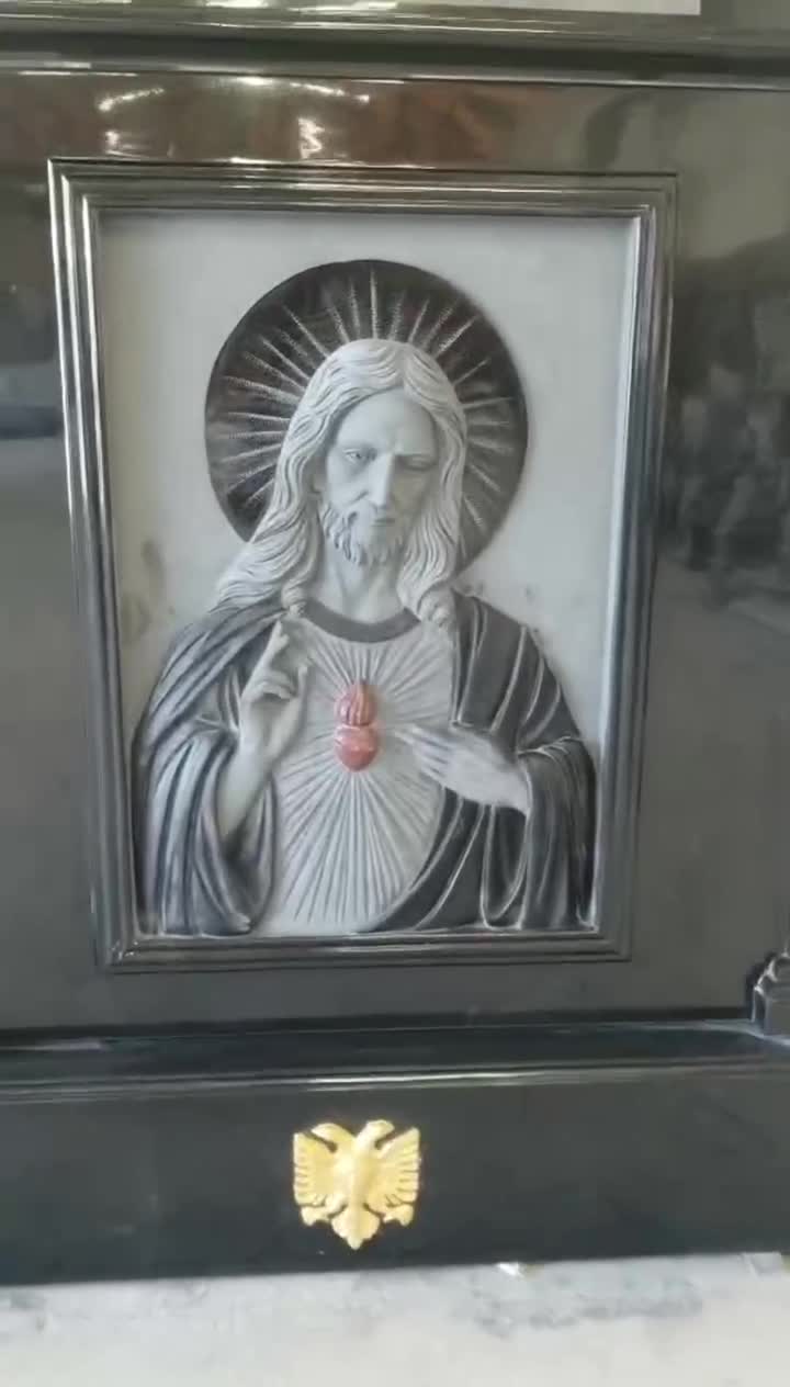 Indian Black Granite Carved Jesus Cross Monument