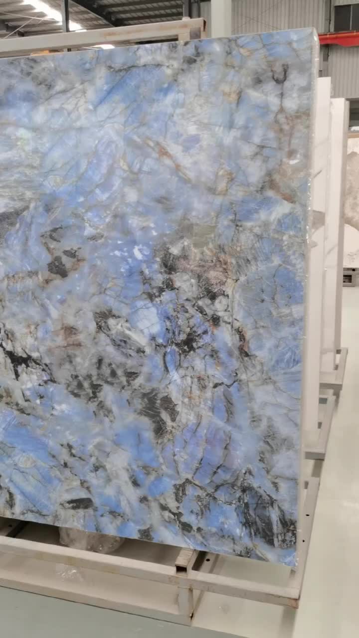 Artificial Blue Bahia Glazed Sintered Stone Wall Backgroud
