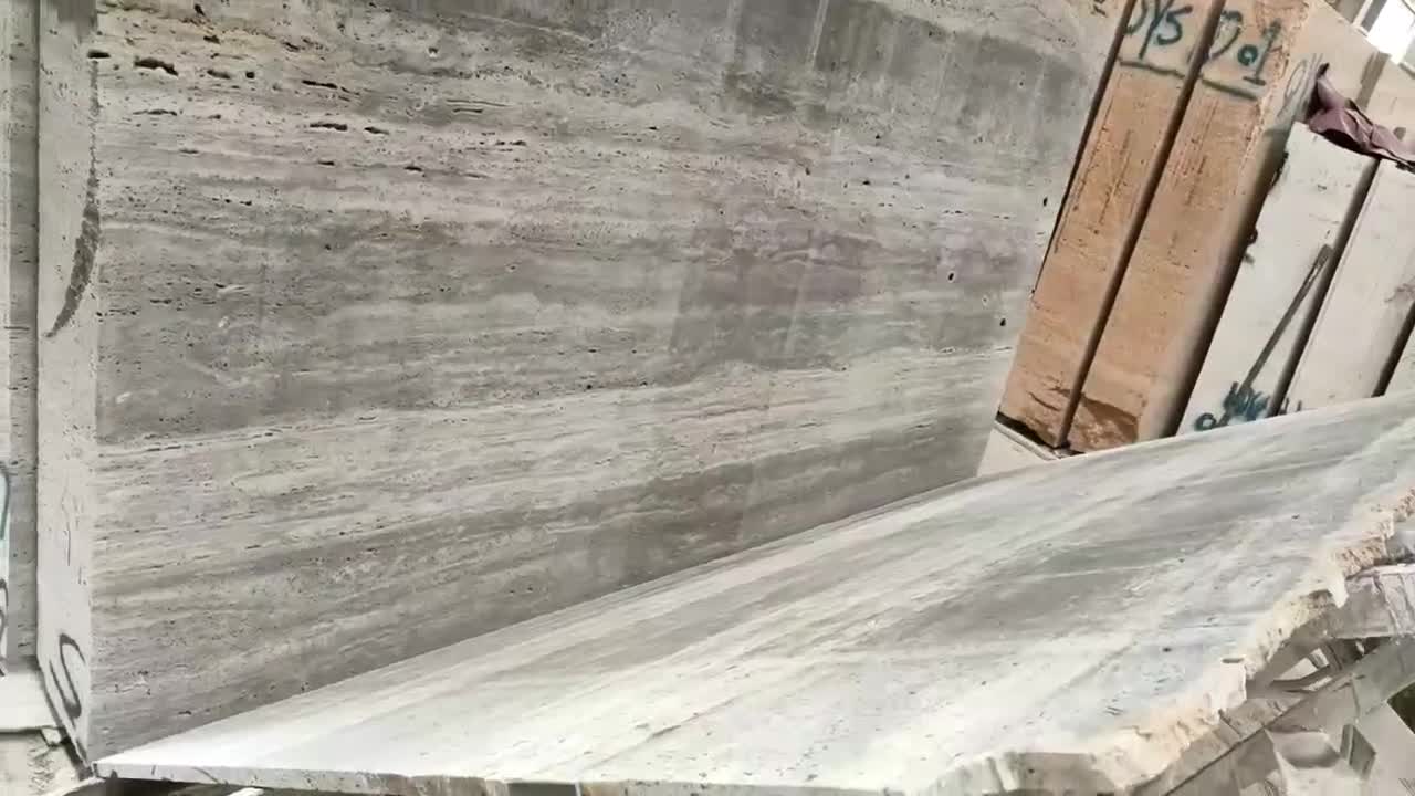 Iran Silver Grey Travertine Slabs Vein-Cut,Cross Vein Cut