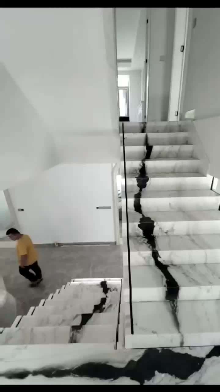 China Panda White Marble Spiral Staircase, Floor Step
