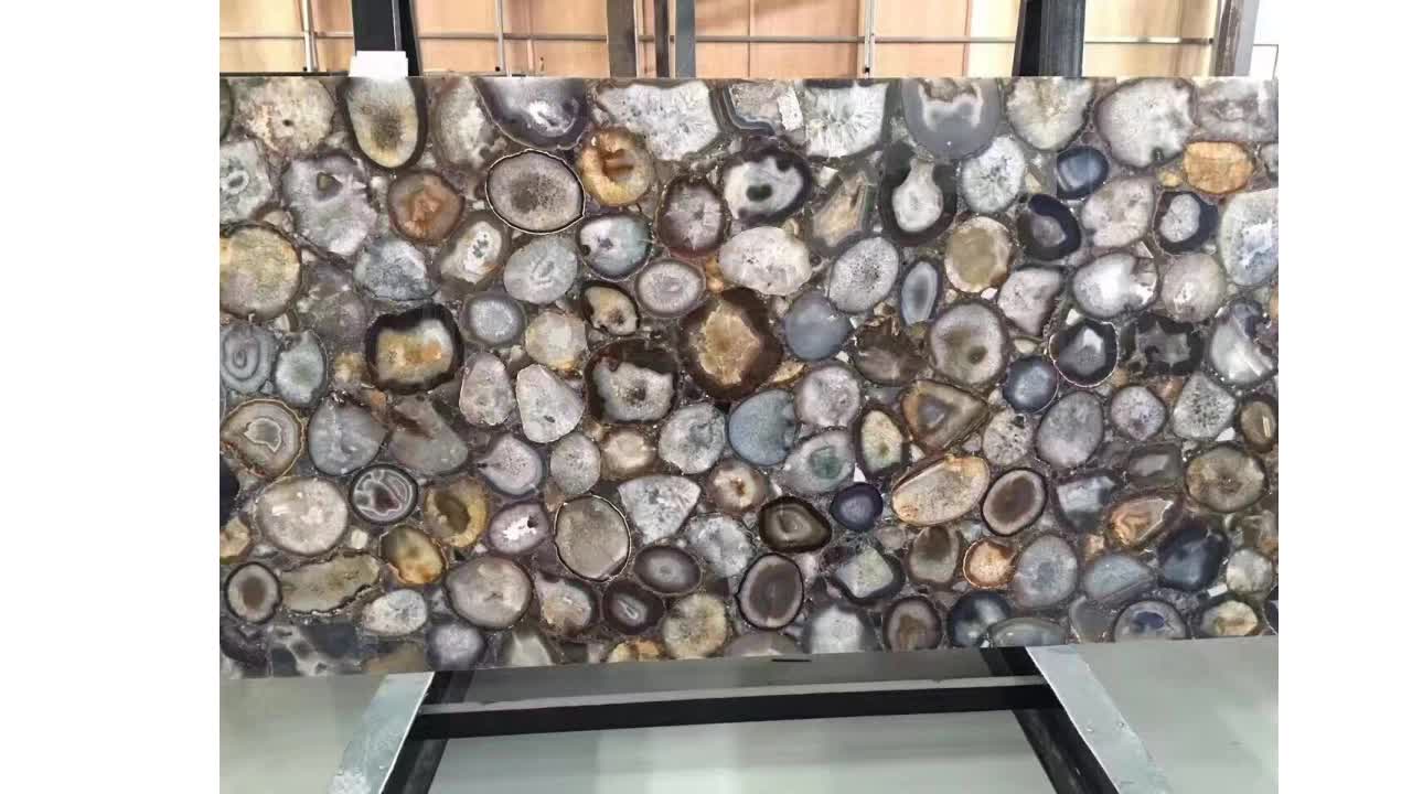 Brown Agate Round Surface Semiprecious Stone Slabs