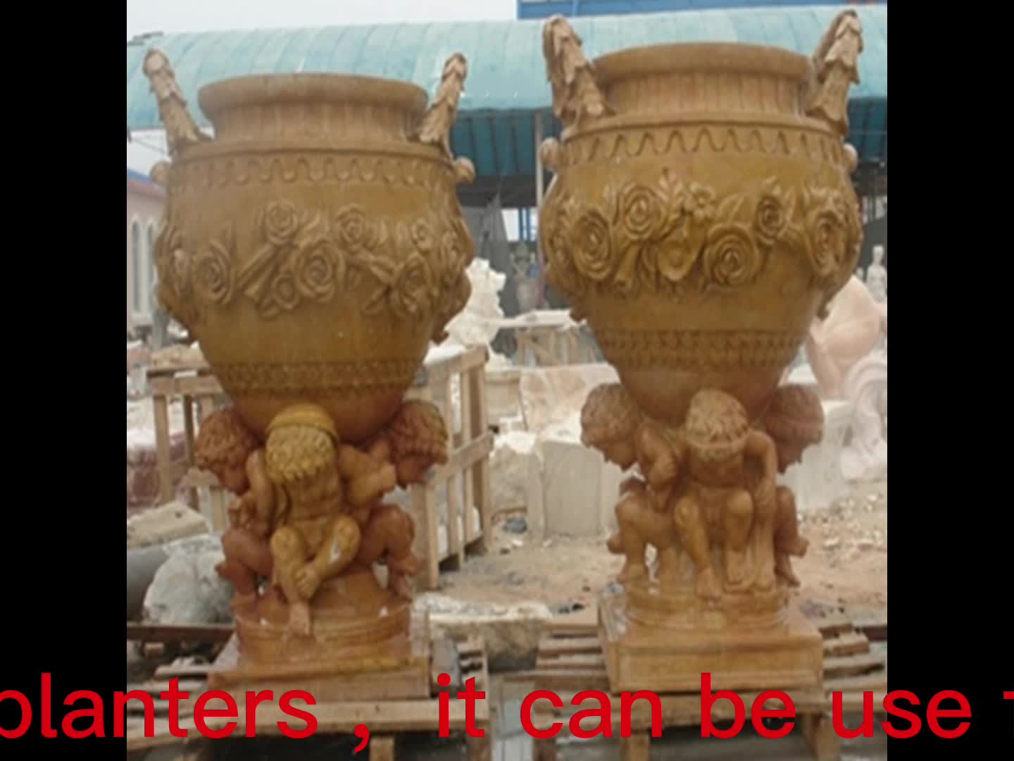 Custom Marble Hand Carved Outdoor Planter Flower Pots