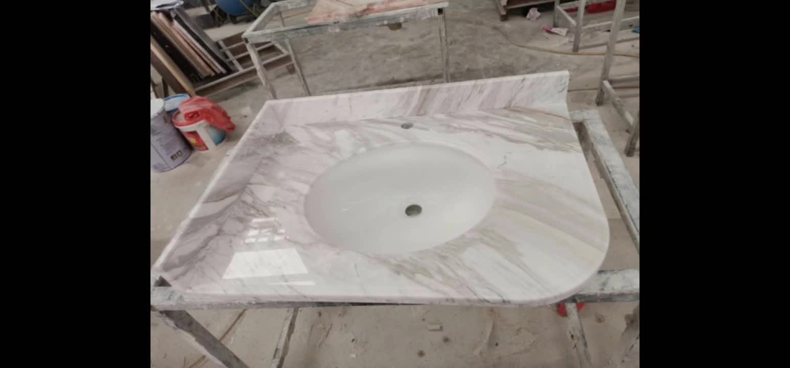 Custom Natural Volakas Marble Bathroom Countertop