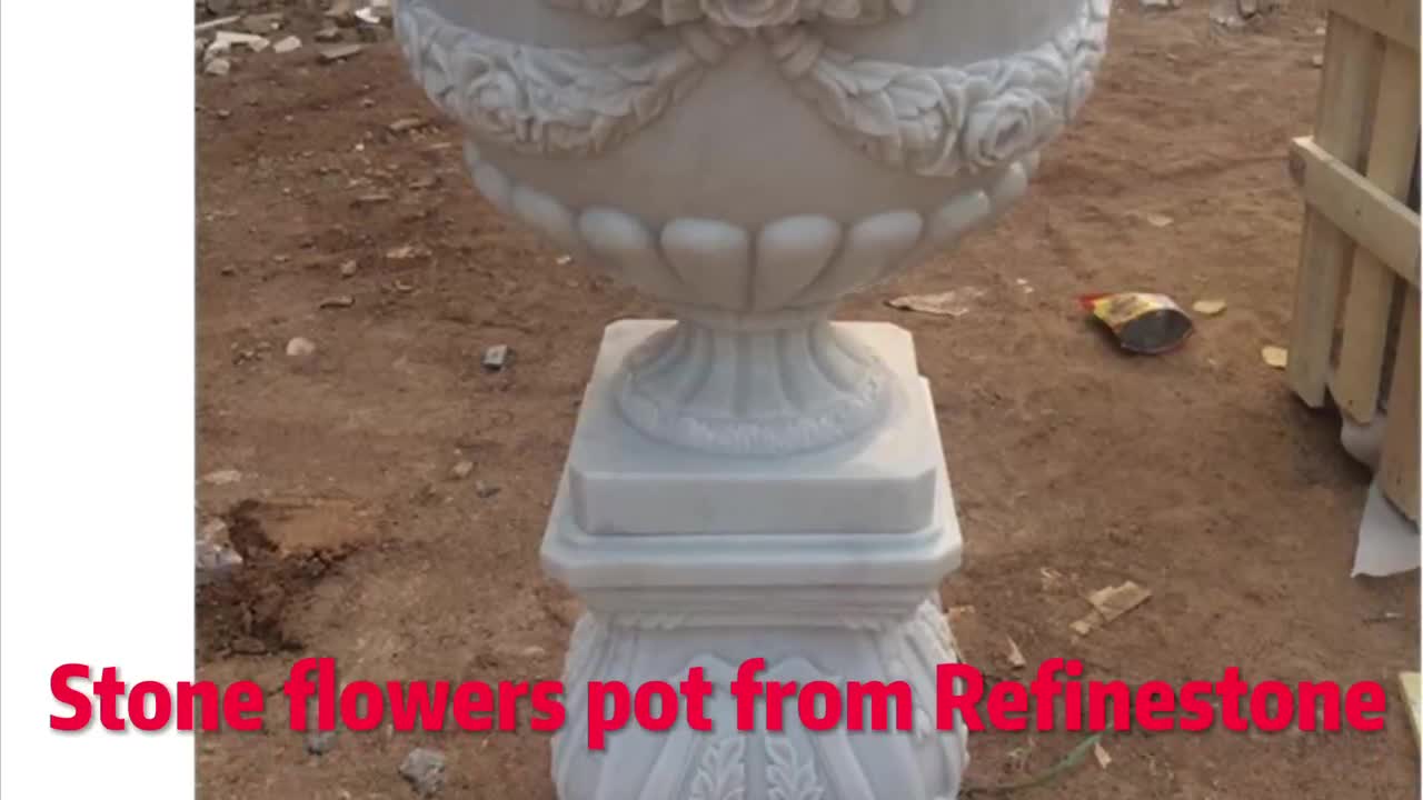 Guangxi White Marble  Carved Flower Pots