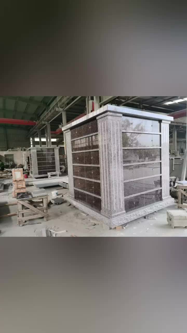 96 Niche Stin Grey Granite Square Columbarium With Flutes